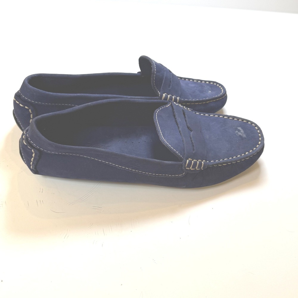 Bruno Magli Navy Blue Suede Driving Loafers Penny Moccasins Size 8 B - Picture 5 of 9